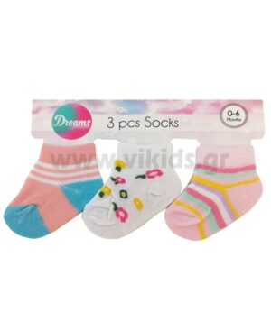 Σετ 3 βρεφικές κάλτσες για κορίτσια 10010-2