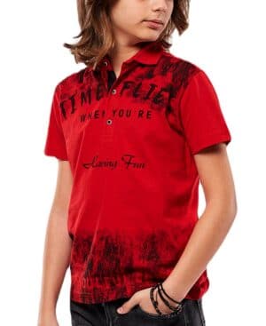 Κοντομάνικη μπλούζα πόλο Hashtag 226729 κόκκινη